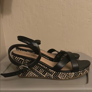 Cherokee Black Patterned Wedges, Size 4